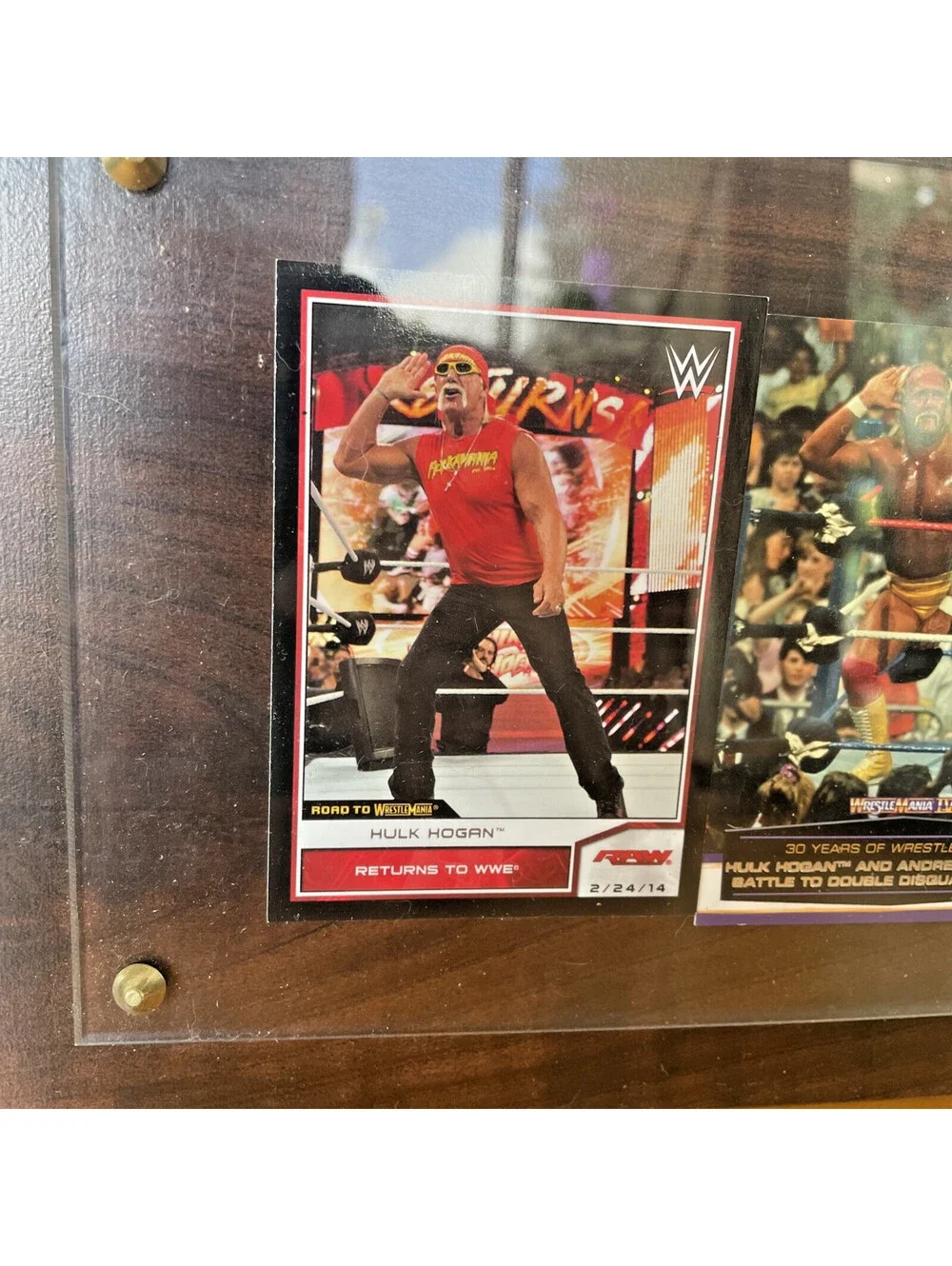 WWE Hulk Hogan Commemorative Card Plaque Topps Road to Wrestlemania display